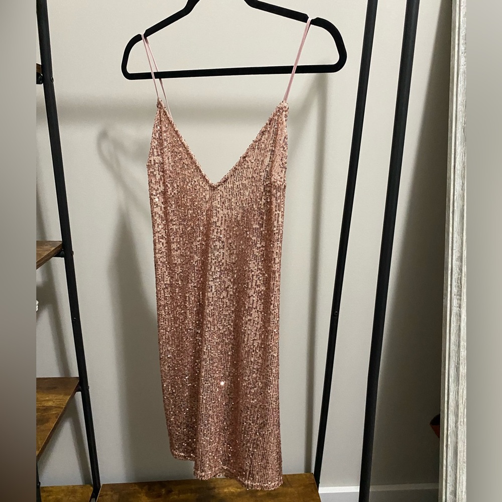 Victoria’s Secret - Pink sequin slip on mini dress L